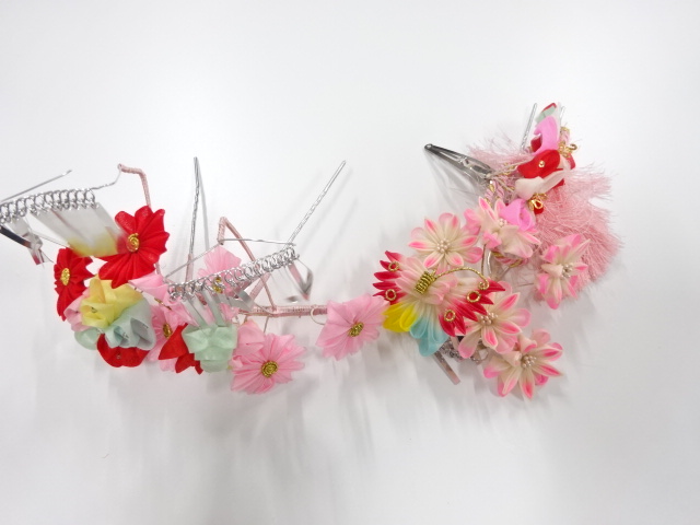 JAPANESE KIMONO / ANTIQUE PINCHED WORK HAIR ACCESSORY SET